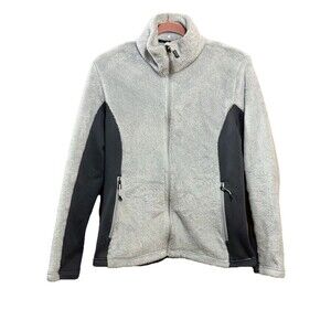 Eastern Mountain Sports EMS Fleece Jacket Women Gray/Black Zip‎ Hike Medium EUC
